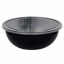 Rice Bowl 650 ml, Black with Lid (Pack of 500)